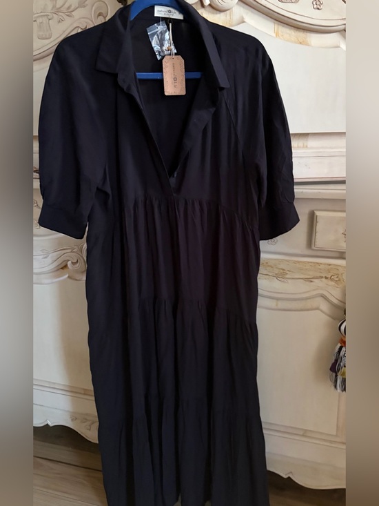 NATURAL LIFE Dresses & Skirts - NEW NATURAL LIFE Black Collared Tiered Dress